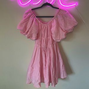 Pink Puff-sleeve Dress